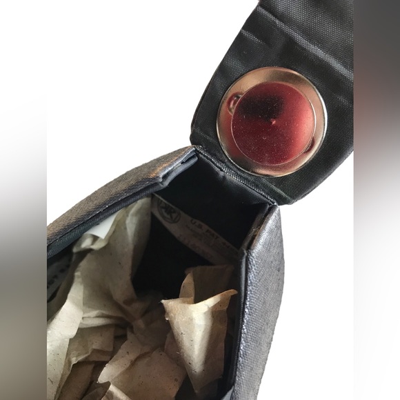 Vintage Evening Bag Purse Gunmetal Silver Gray Rope Handle Small Prom Wedding - Picture 7 of 9